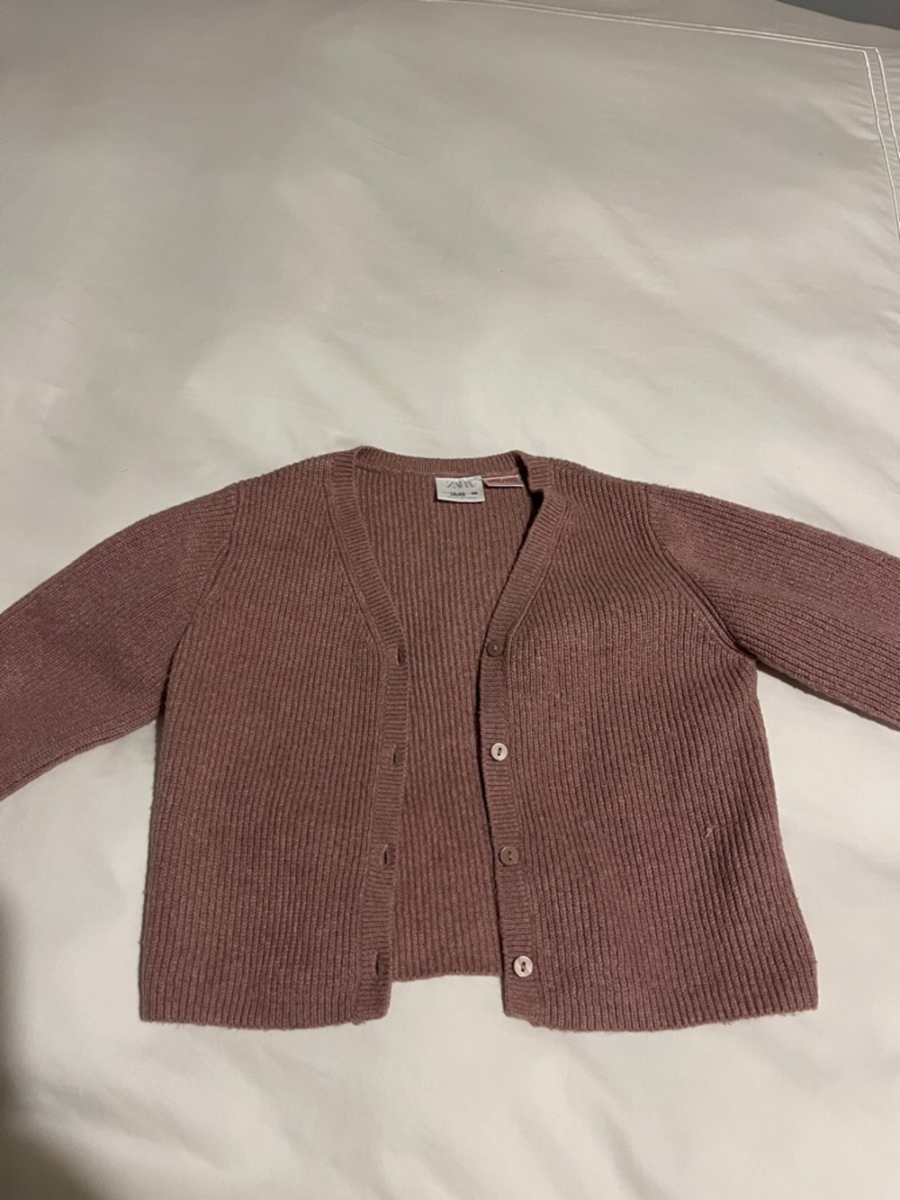 Zara Woven Ribbed Button-Front Cardigan - Dusty Rose